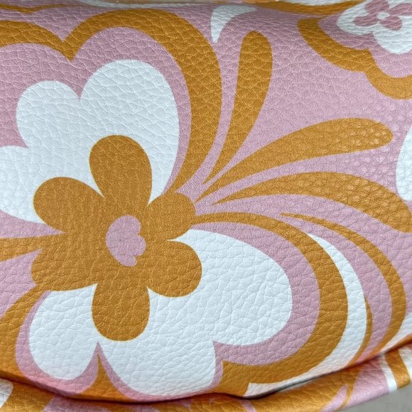 No Boundaries Half Moon Shoulder Bag Purse Retro Floral 90s Pink Orange NWT - Picture 3 of 9